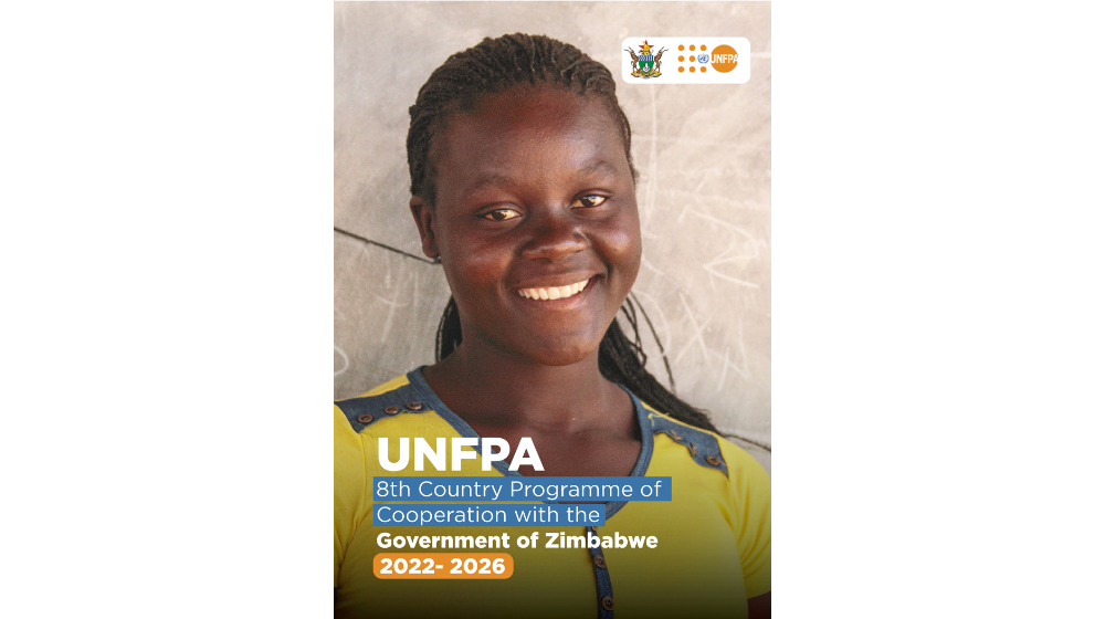 Woman smiling on cover of 8th Country Programme of Cooperation with the Government of Zimbabwe 2022- 2026