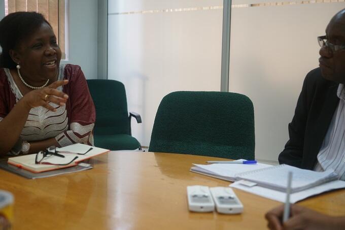 UNFPA Country Representative Dr. Esther Muia speaking during courtesy call on National Aids Council Director Dr Tapuwa Magure