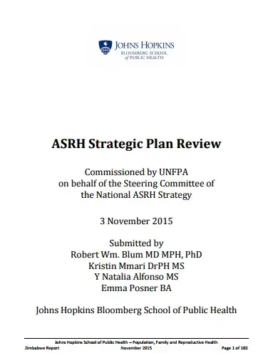 ASRH Strategic Plan Review 