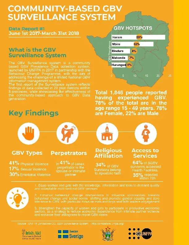 Fact Sheet Community-Based Gender Based Violence Surveillance System Report June 1 2017 - March 31 2018